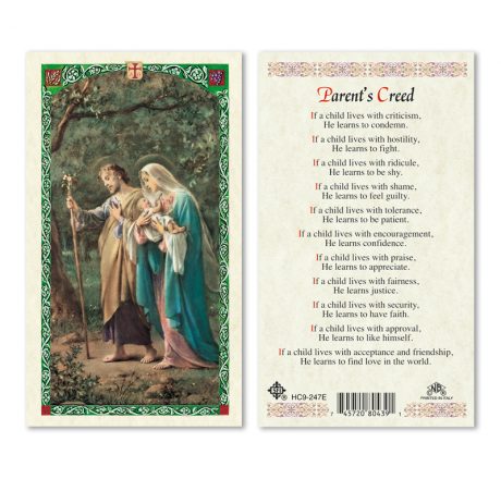 hc9-247e Parent's Creed Holy Cards