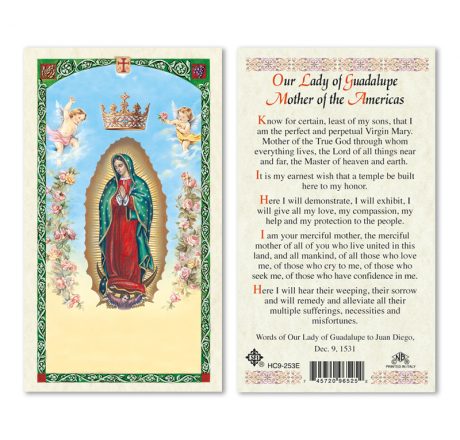 hc9-253e Our Lady of Guadalupe Holy Cards