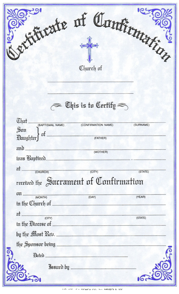 Free Confirmation Certificate Template