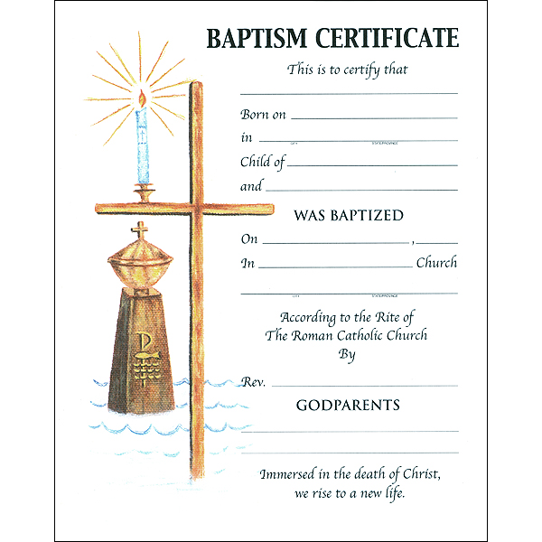 Certificate - Baptism #200B - McKay Church Goods
