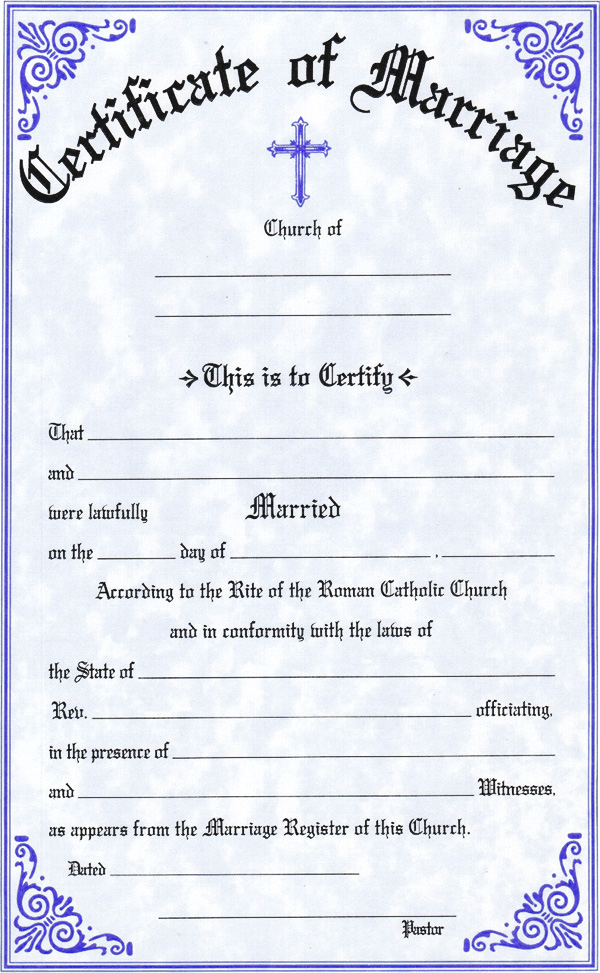 Marriage Certificates #312 - McKay Church Goods