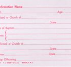 Confirmation Name Card