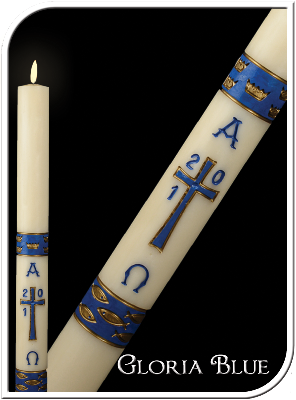 Paschal Candle Gloria Dark Blue McKay Church Goods