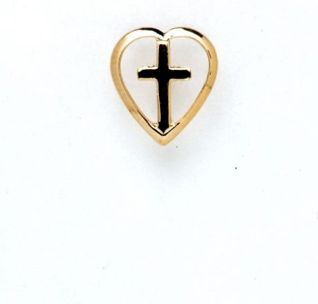 Heart with Cross Lapel Pin