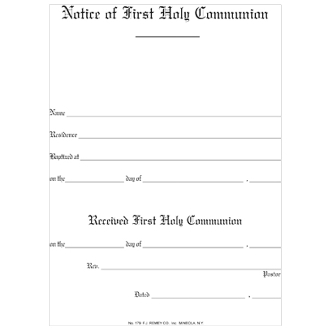 Notice of First Communion