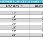 Surplice Size Chart